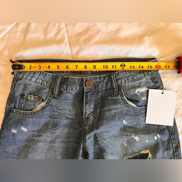 One Teaspoon Flare Wide Leg Jeans Distressed AU size 26 Westenders Blue - Picture 3 of 6